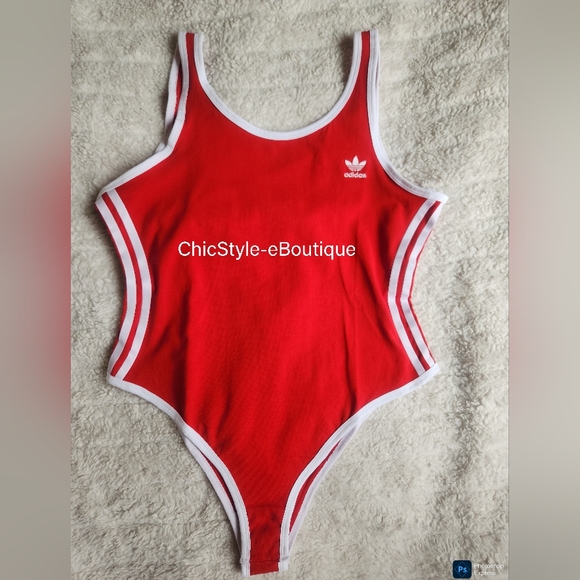 Adidas Adicolor 3-Stripes Bodysuit In Better Scarlet BNWT - Picture 8 of 10